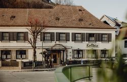 Inmitten der malerischen Landschaft des Mostviertels lädt der Gasthof Kalteis mit seiner charmanten Fassade und den einladenden Terrassen zum Verweilen ein. Hier können Besucher die herzliche Wirtshauskultur genießen und sich von regionalen Köstlichkeiten verwöhnen lassen, während die sanften Hügel der Umgebung eine friedliche Kulisse bieten.