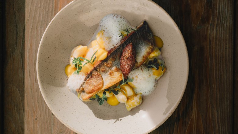 Saiblingsfilet, Erd&auml;pfel-Safrannockerl, Safranschaum, &copy; Nieder&ouml;sterreich Werbung/ Julius Hirtzberger